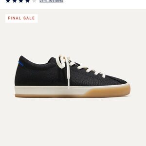 Rothy's Black Knit Lace-Up Sneaker with Cream Laces and Gum Sole